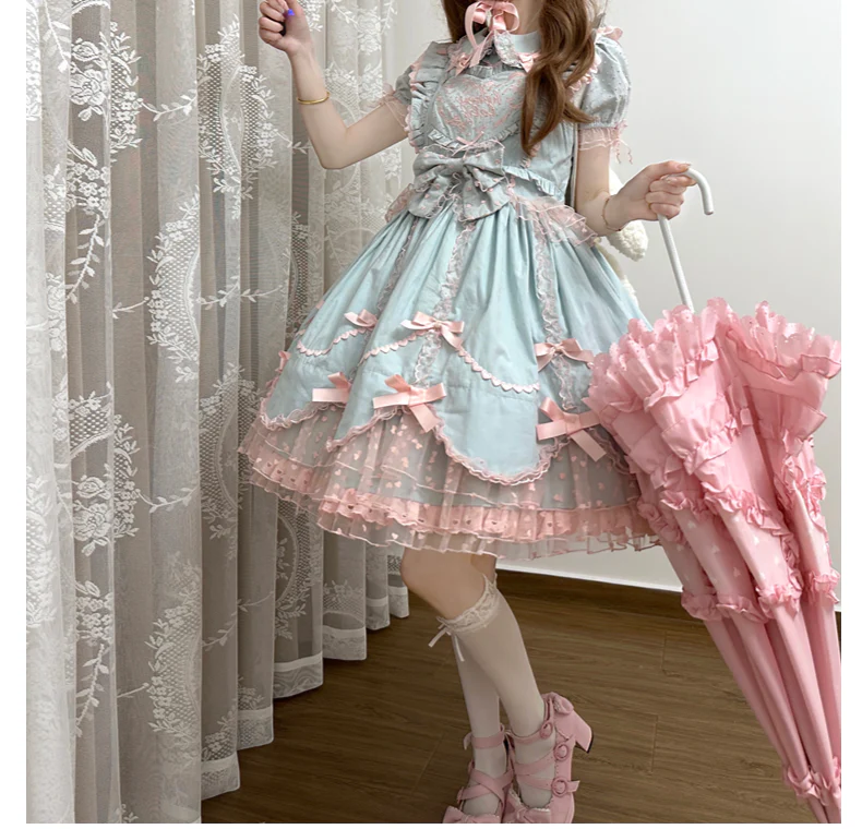 Sweet Diary SP - Vintage Lolita Jumper Dress Petal-like Hem JSK Headdress Set - Image 36