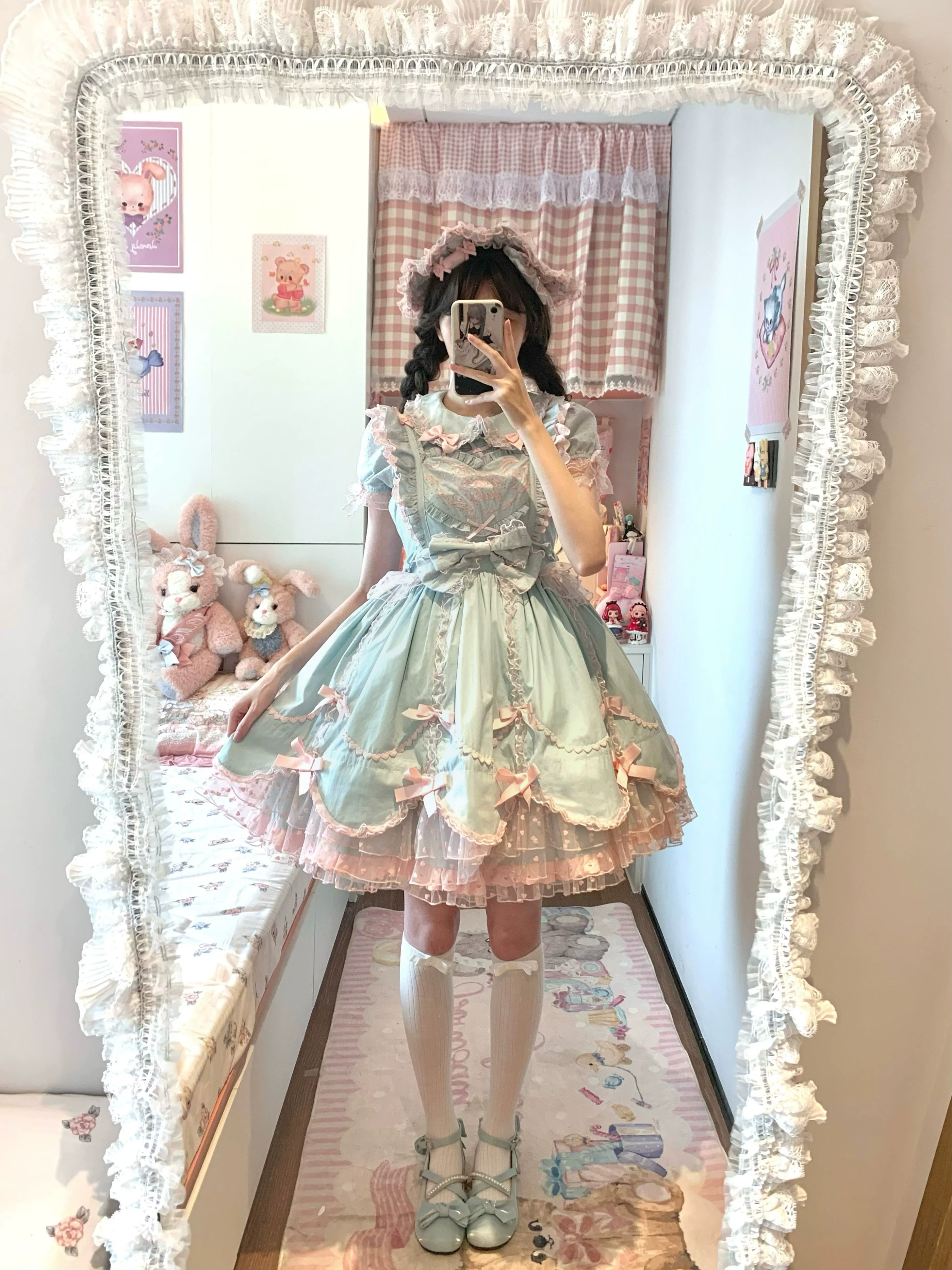 Sweet Diary SP - Vintage Lolita Jumper Dress Petal-like Hem JSK Headdress Set - Image 37