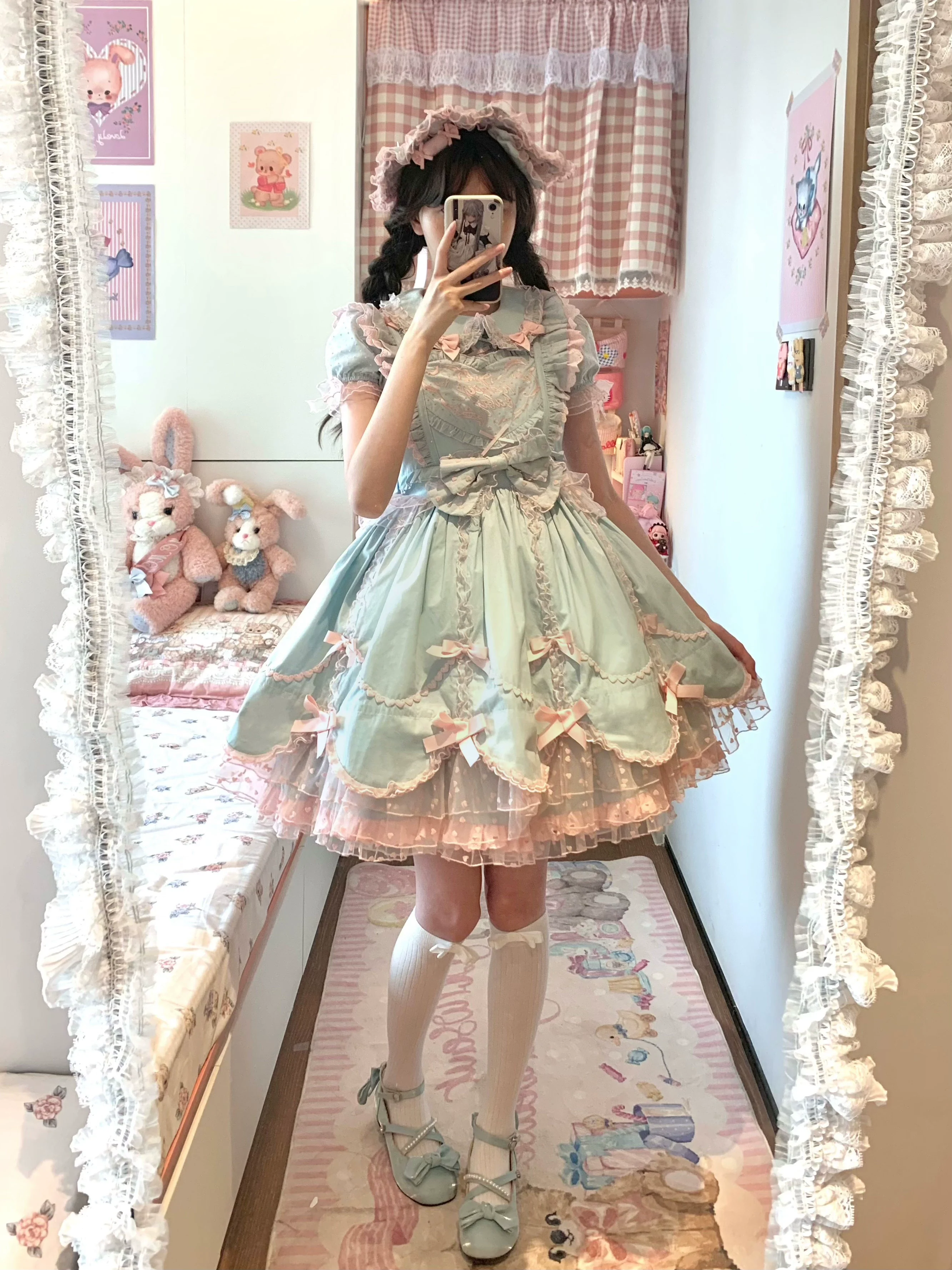 Sweet Diary SP - Vintage Lolita Jumper Dress Petal-like Hem JSK Headdress Set - Image 38