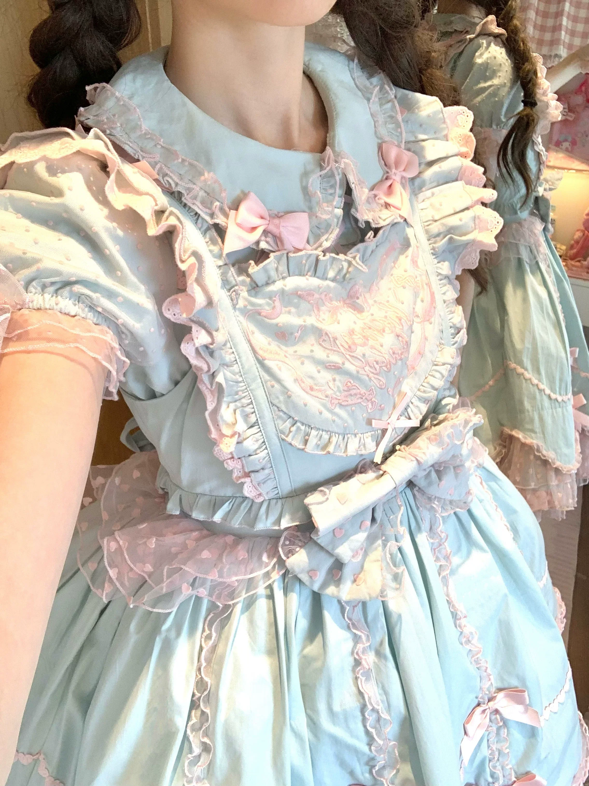 Sweet Diary SP - Vintage Lolita Jumper Dress Petal-like Hem JSK Headdress Set - Image 39