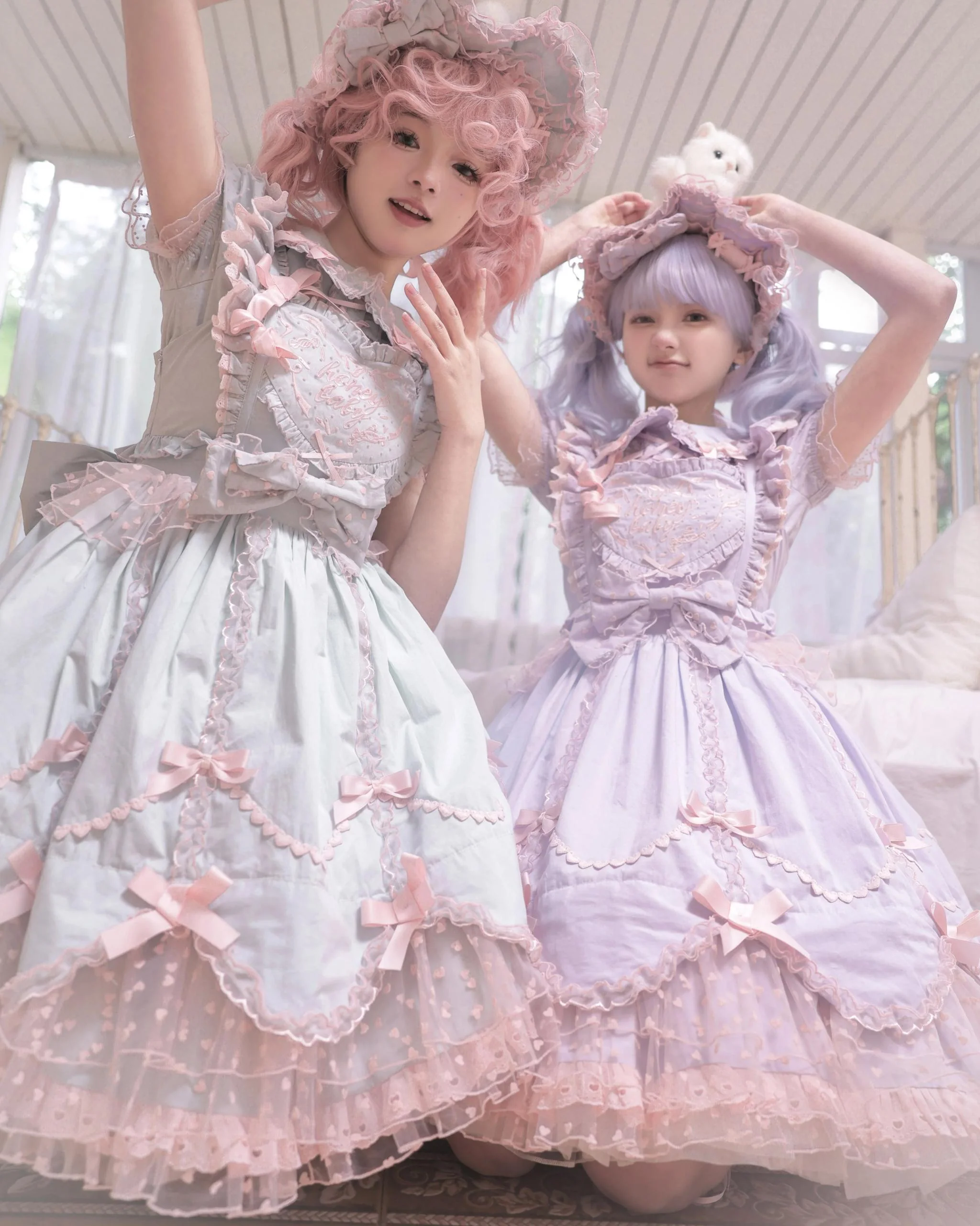 Sweet Diary SP - Vintage Lolita Jumper Dress Petal-like Hem JSK Headdress Set - Image 4