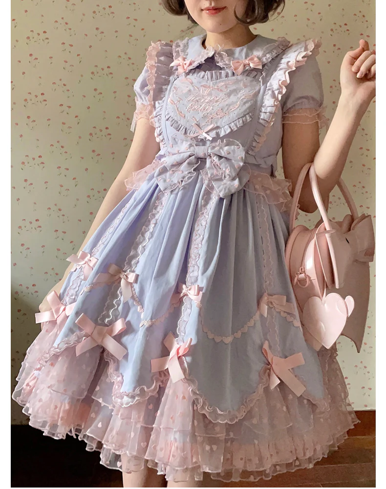 Sweet Diary SP - Vintage Lolita Jumper Dress Petal-like Hem JSK Headdress Set - Image 40