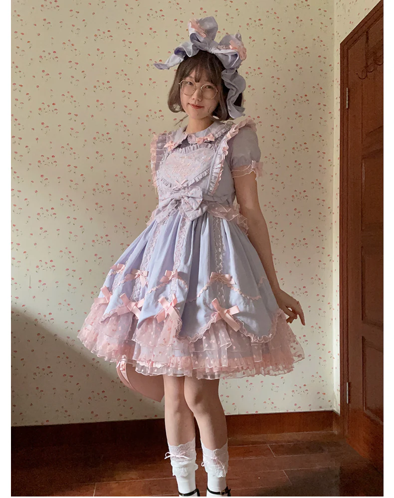 Sweet Diary SP - Vintage Lolita Jumper Dress Petal-like Hem JSK Headdress Set - Image 41