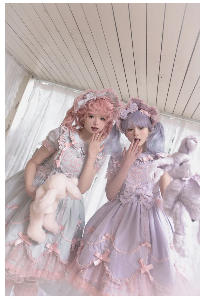Sweet Diary SP - Vintage Lolita Jumper Dress Petal-like Hem JSK Headdress Set - Image 5