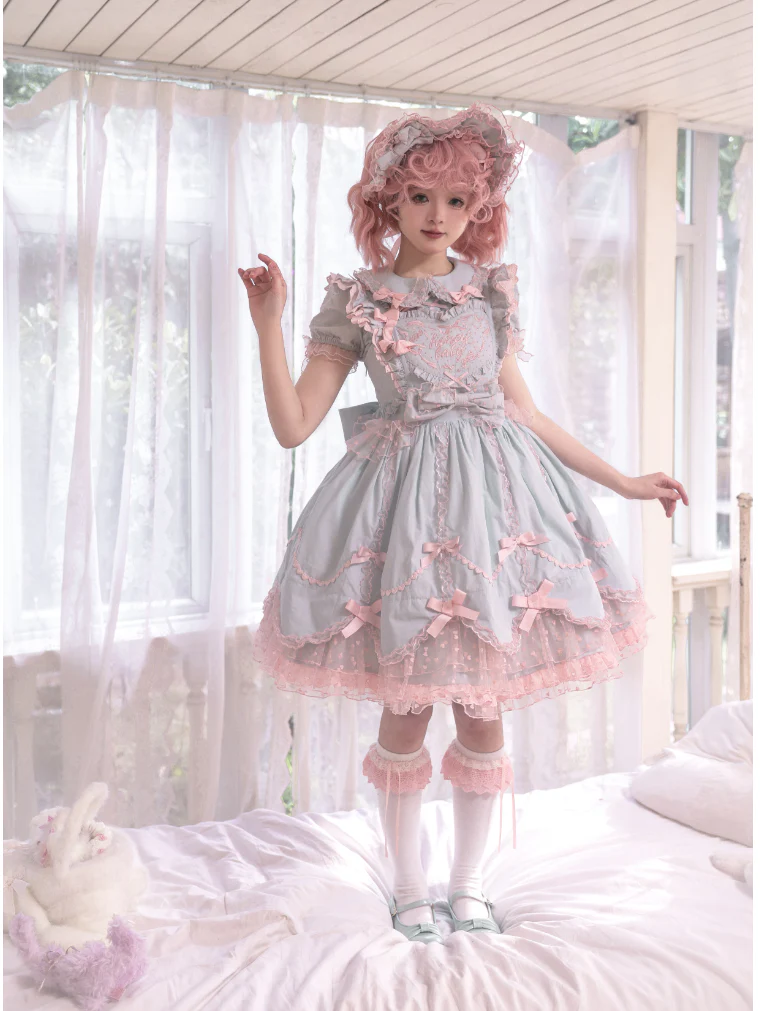 Sweet Diary SP - Vintage Lolita Jumper Dress Petal-like Hem JSK Headdress Set - Image 6