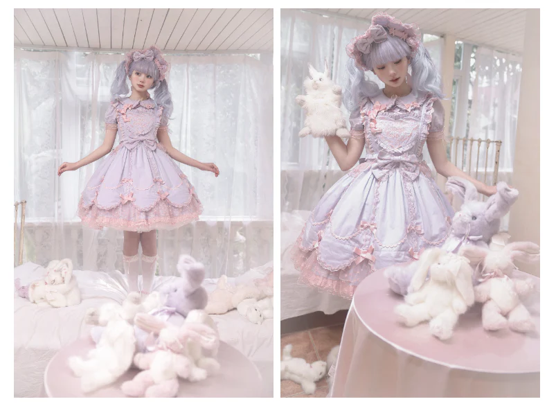 Sweet Diary SP - Vintage Lolita Jumper Dress Petal-like Hem JSK Headdress Set - Image 8