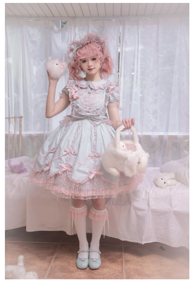Sweet Diary SP - Vintage Lolita Jumper Dress Petal-like Hem JSK Headdress Set - Image 9