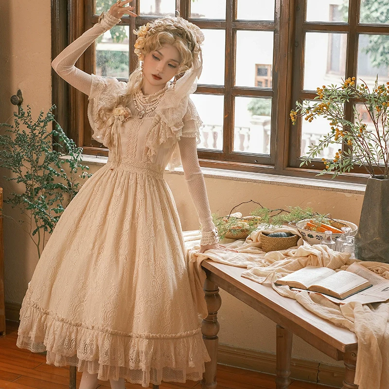 BittterSweet - Vintage Lolita OP Dress, Lace Long Dress - Image 4