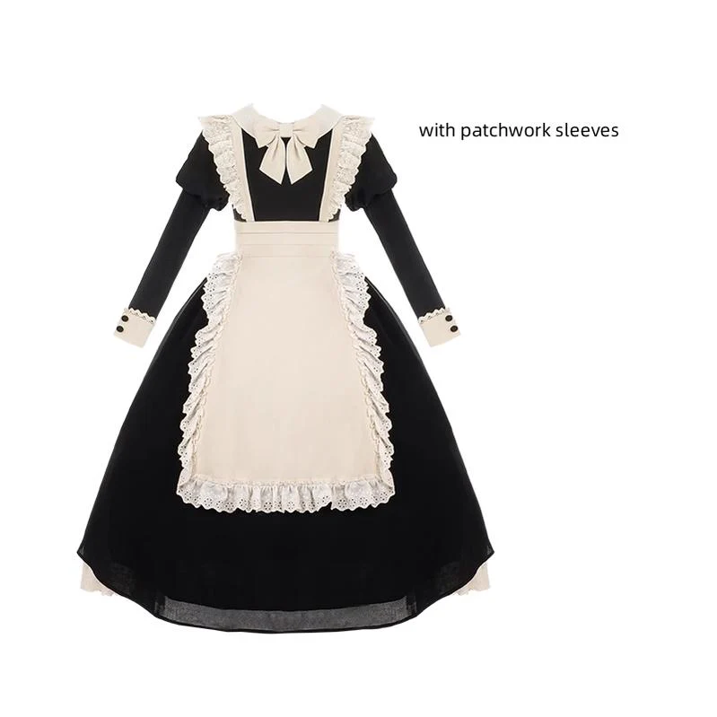With PUJI - Kiss Kiss - Vintage Lolita OP Dress Maid Lolita Apron Dress - Image 39