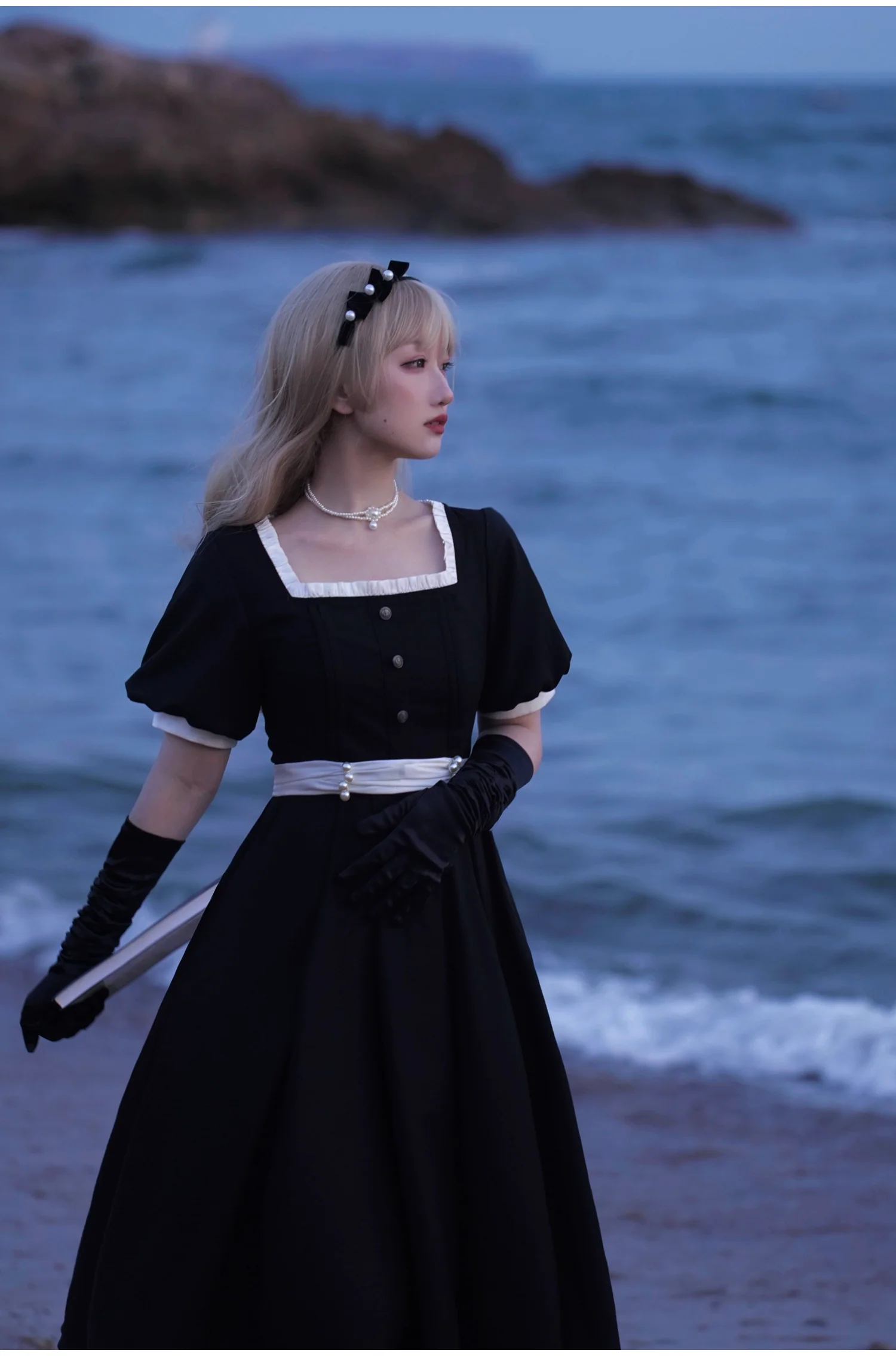 HuTaoMuJK - Thoughts - Vintage Lolita OP Dress Square Neckline Black Lolita Dress - Image 18