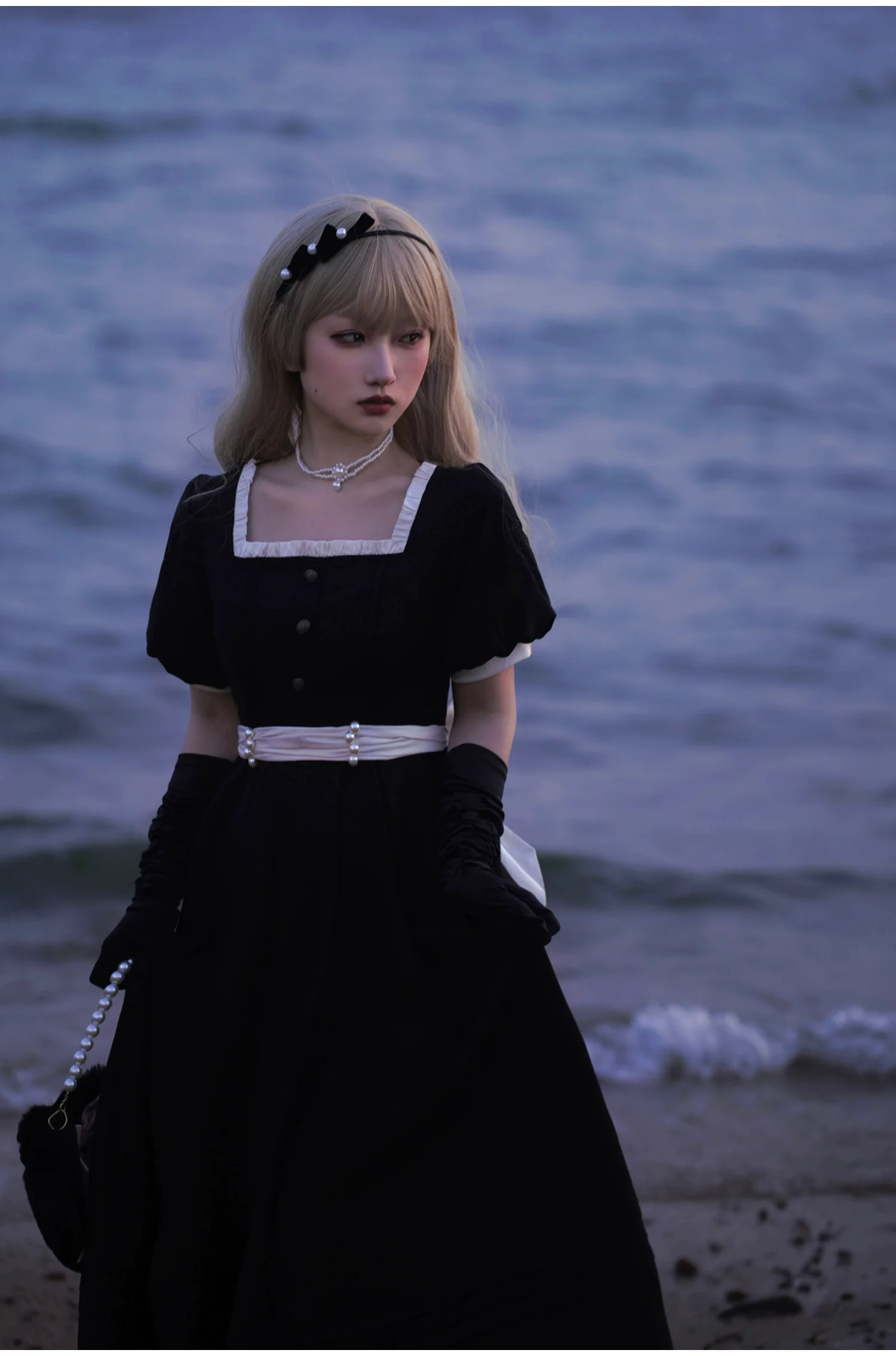 HuTaoMuJK - Thoughts - Vintage Lolita OP Dress Square Neckline Black Lolita Dress - Image 20