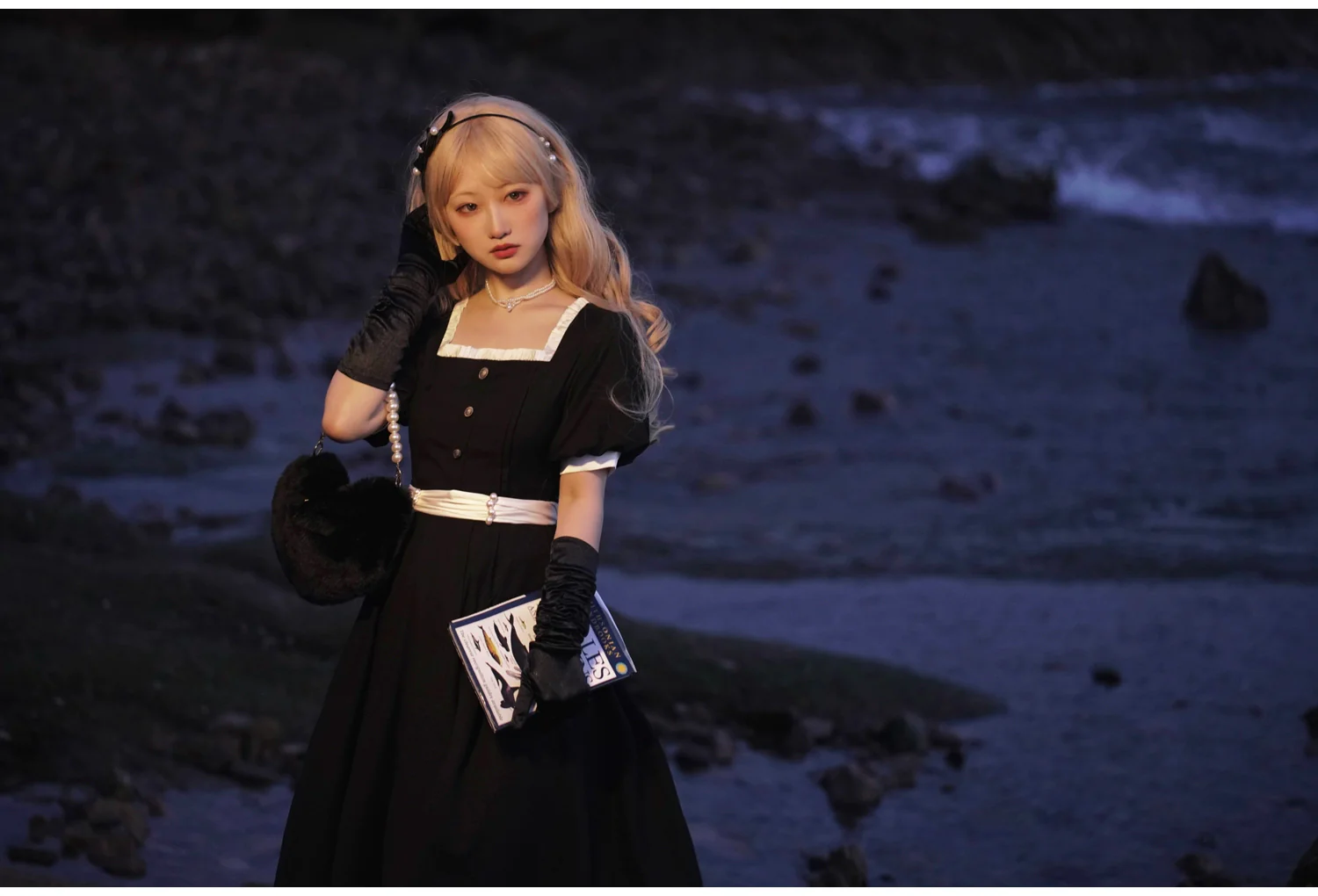 HuTaoMuJK - Thoughts - Vintage Lolita OP Dress Square Neckline Black Lolita Dress - Image 23