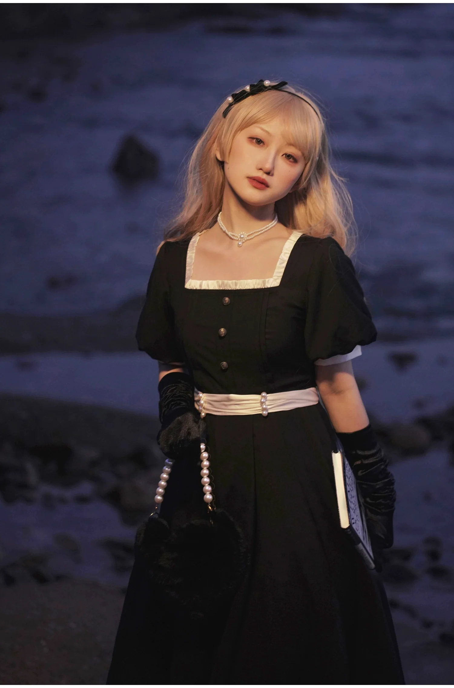 HuTaoMuJK - Thoughts - Vintage Lolita OP Dress Square Neckline Black Lolita Dress - Image 24