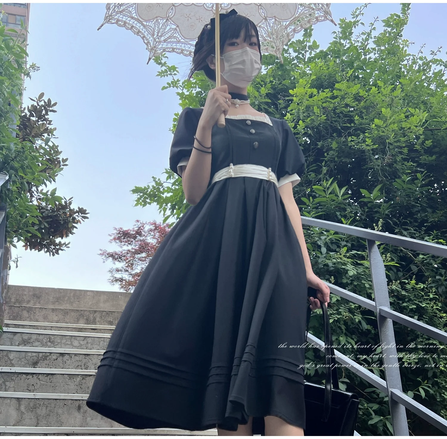 HuTaoMuJK - Thoughts - Vintage Lolita OP Dress Square Neckline Black Lolita Dress - Image 28