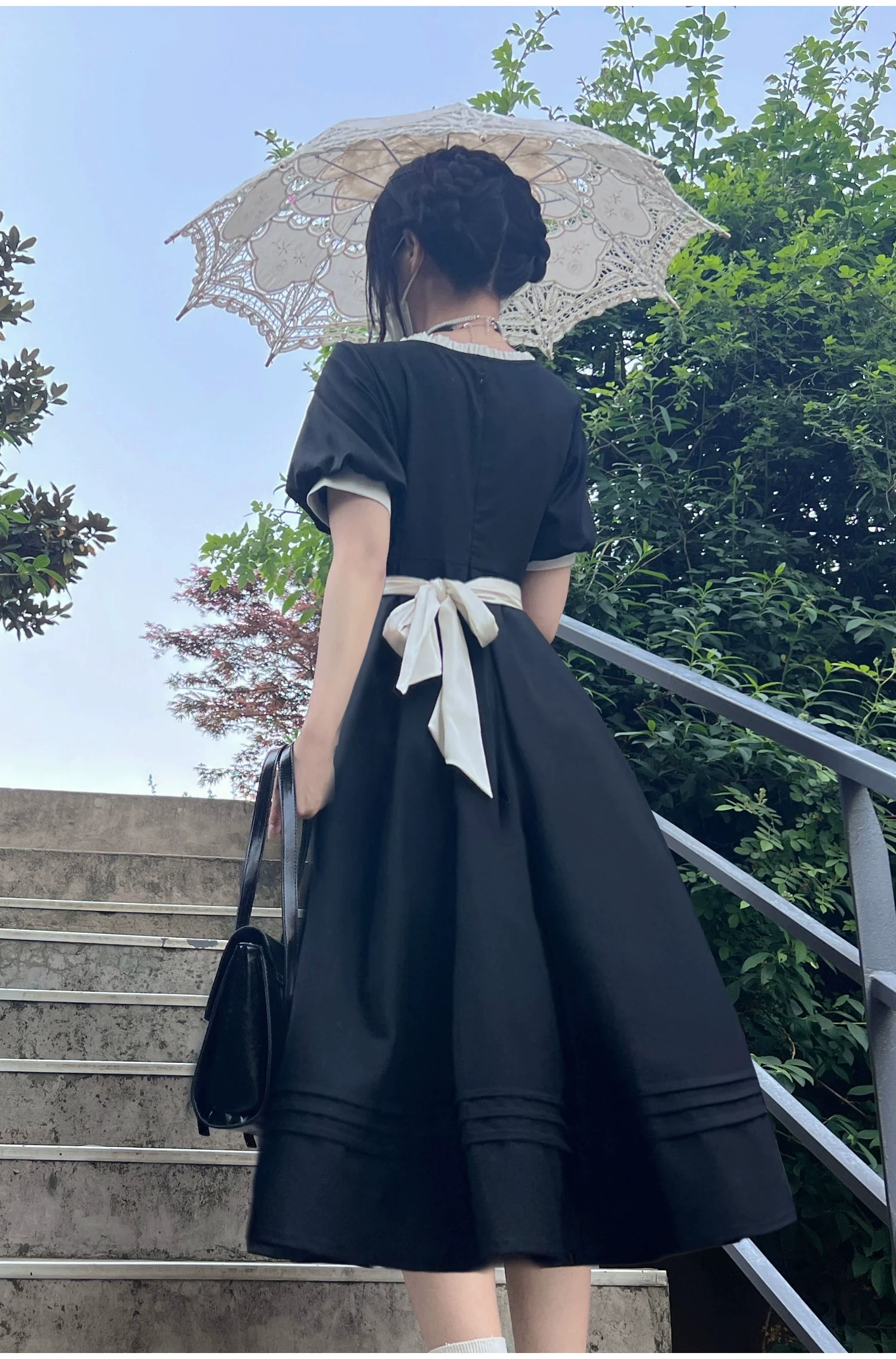 HuTaoMuJK - Thoughts - Vintage Lolita OP Dress Square Neckline Black Lolita Dress - Image 29