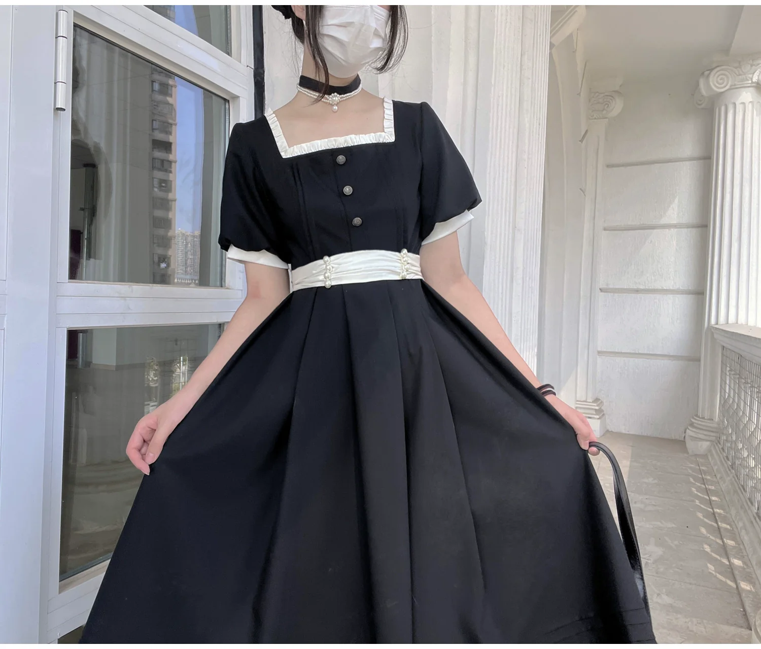 HuTaoMuJK - Thoughts - Vintage Lolita OP Dress Square Neckline Black Lolita Dress - Image 31