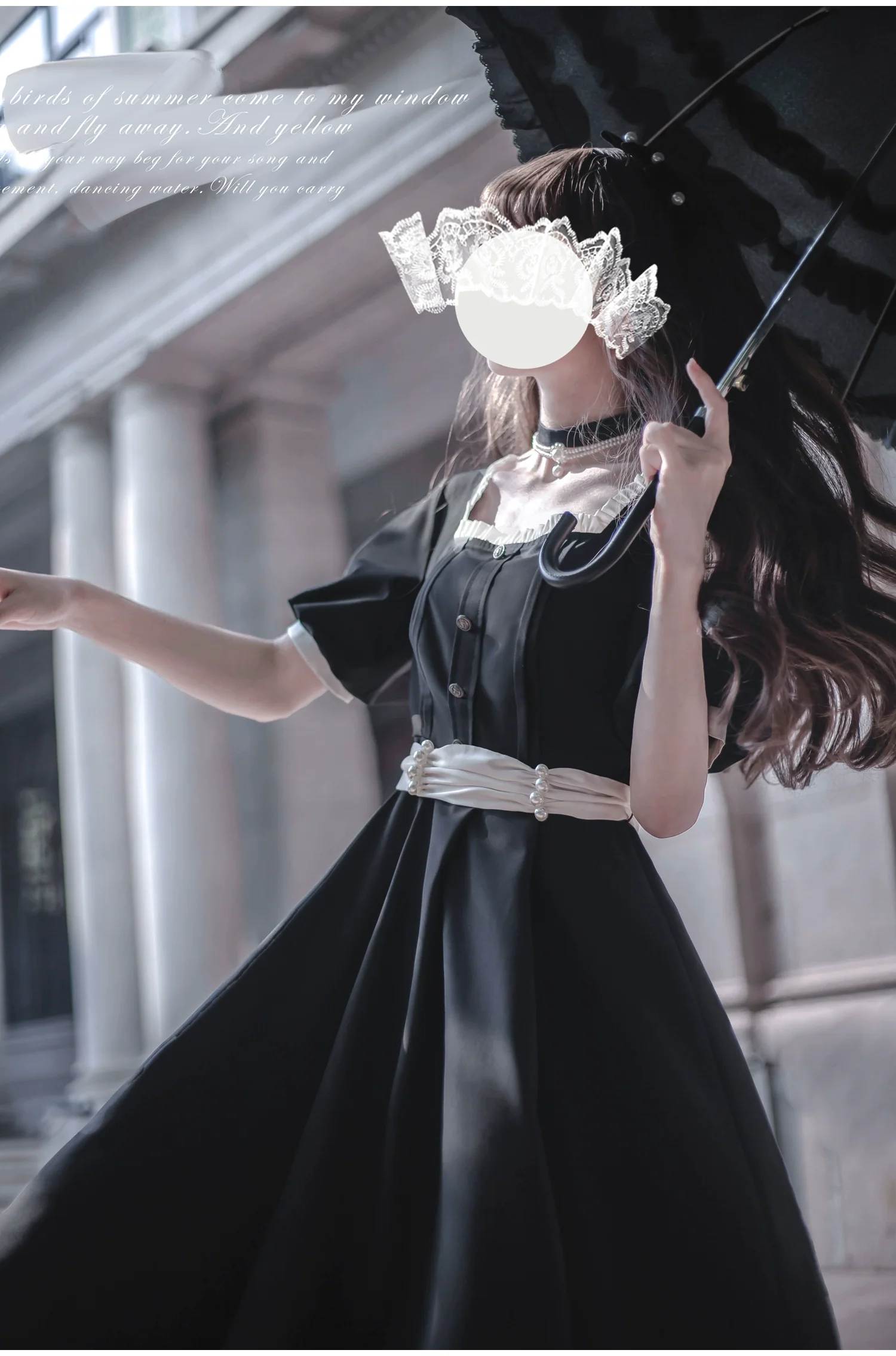 HuTaoMuJK - Thoughts - Vintage Lolita OP Dress Square Neckline Black Lolita Dress - Image 37