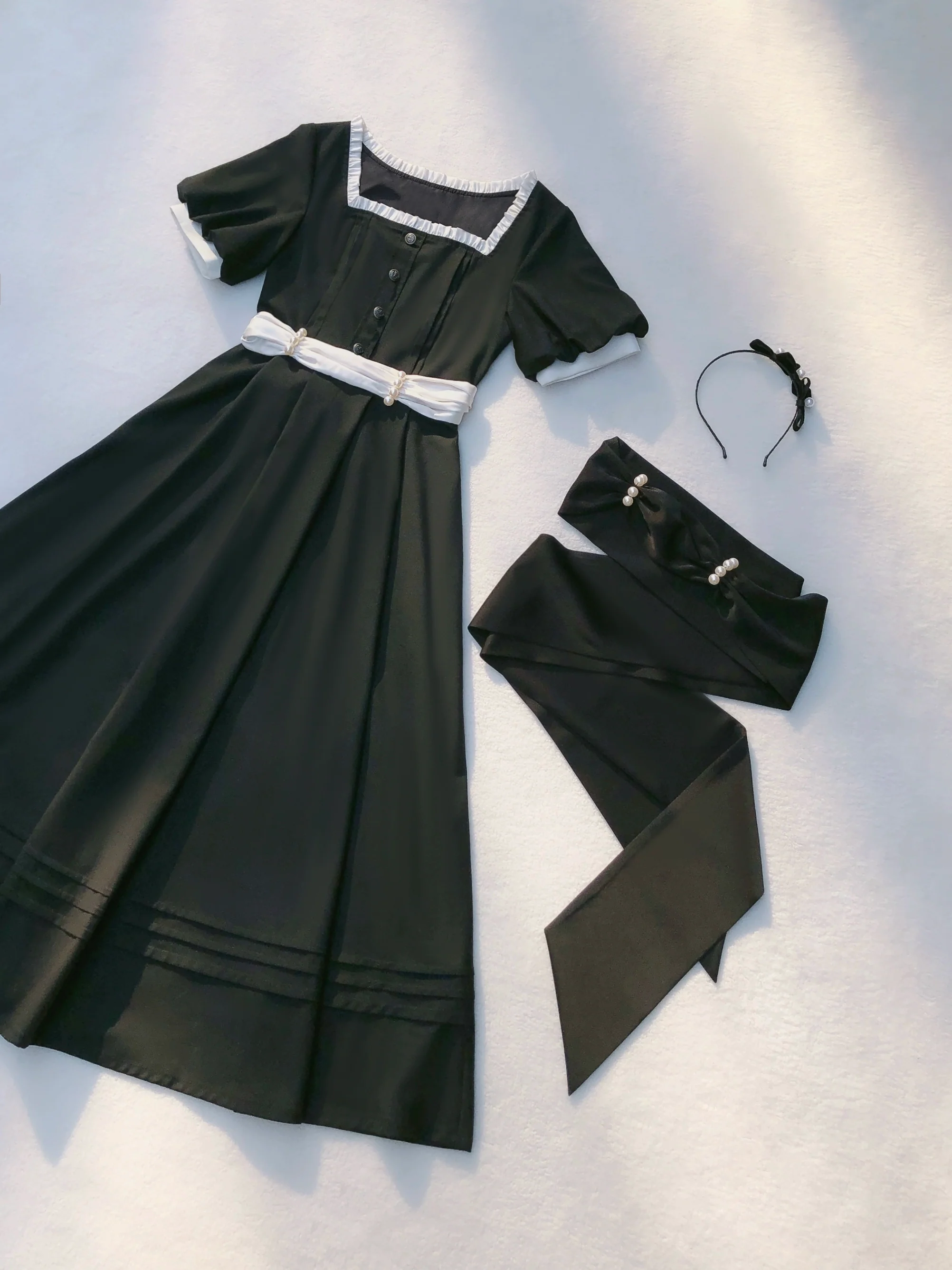 HuTaoMuJK - Thoughts - Vintage Lolita OP Dress Square Neckline Black Lolita Dress - Image 42