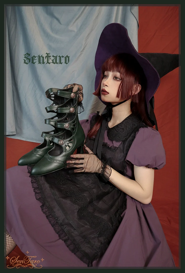 Floral Carved - Vintage Lolita Shoes Mary Jane Hollow-out Ankle Boots - Image 35