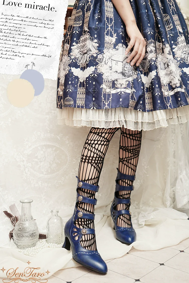 Floral Carved - Vintage Lolita Shoes Mary Jane Hollow-out Ankle Boots - Image 46
