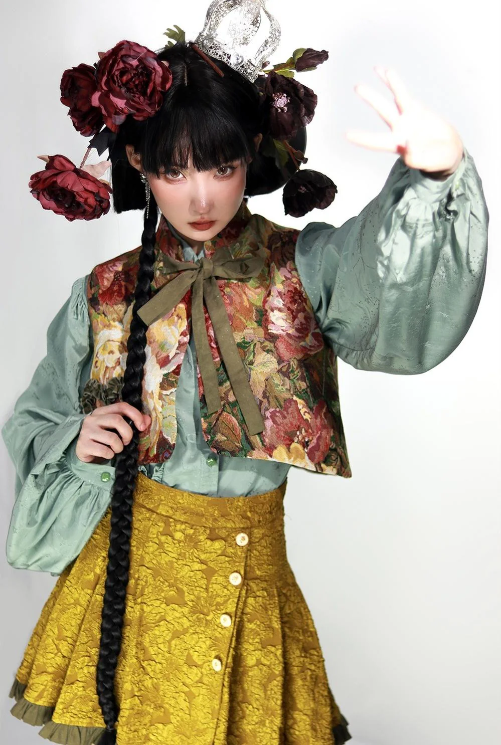 Gilded Age - Vintage Lolita Vest Suit, Oil Painting Style Skirt Coat - Image 14