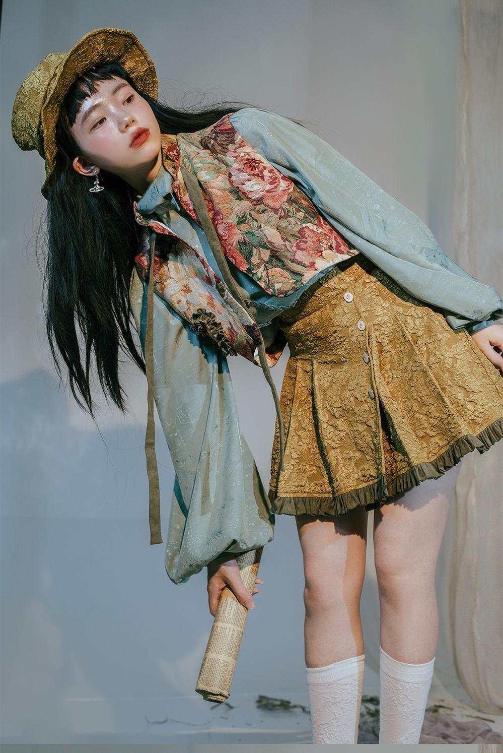 Gilded Age - Vintage Lolita Vest Suit, Oil Painting Style Skirt Coat - Image 16