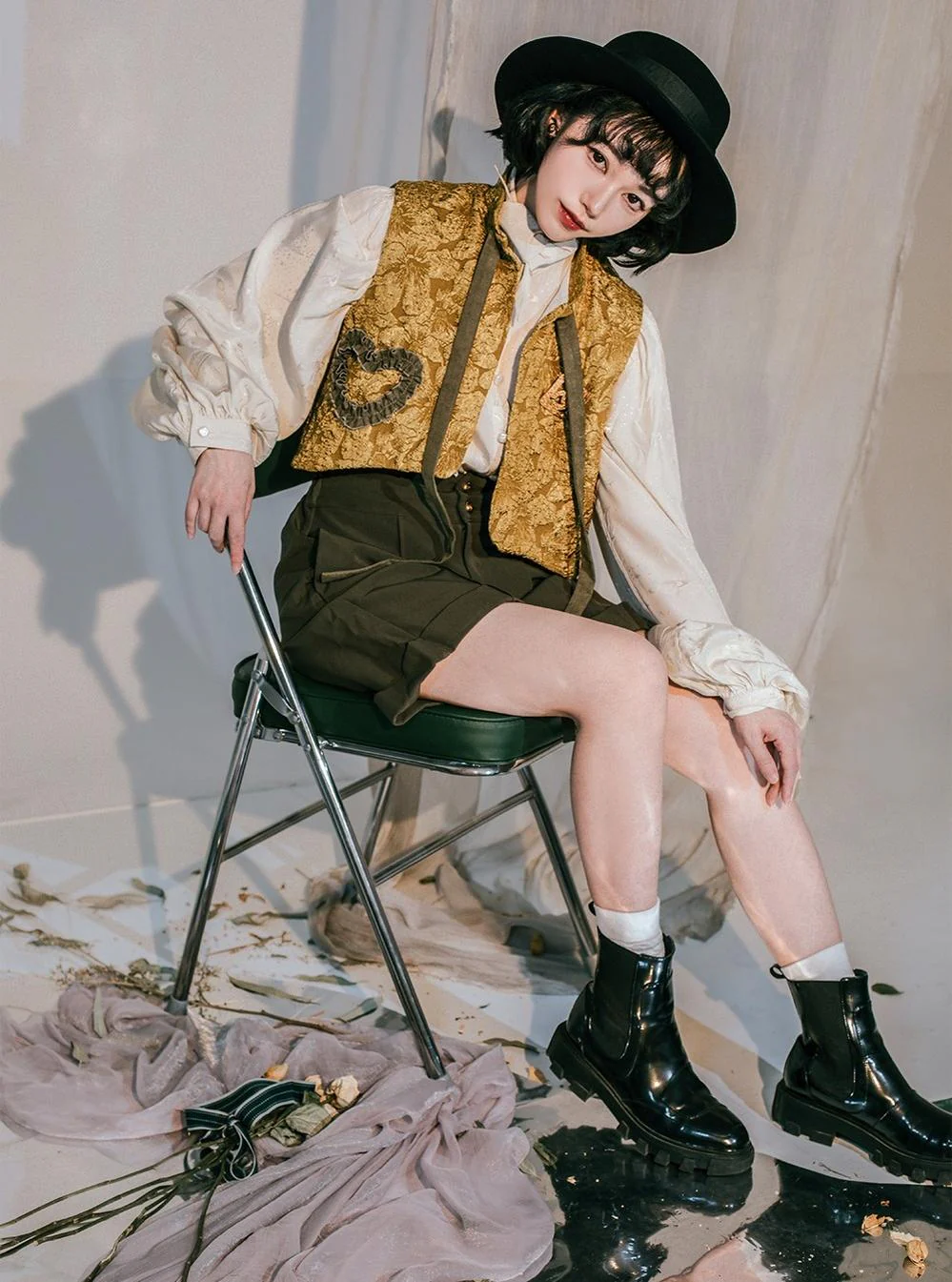 Gilded Age - Vintage Lolita Vest Suit, Oil Painting Style Skirt Coat - Image 18