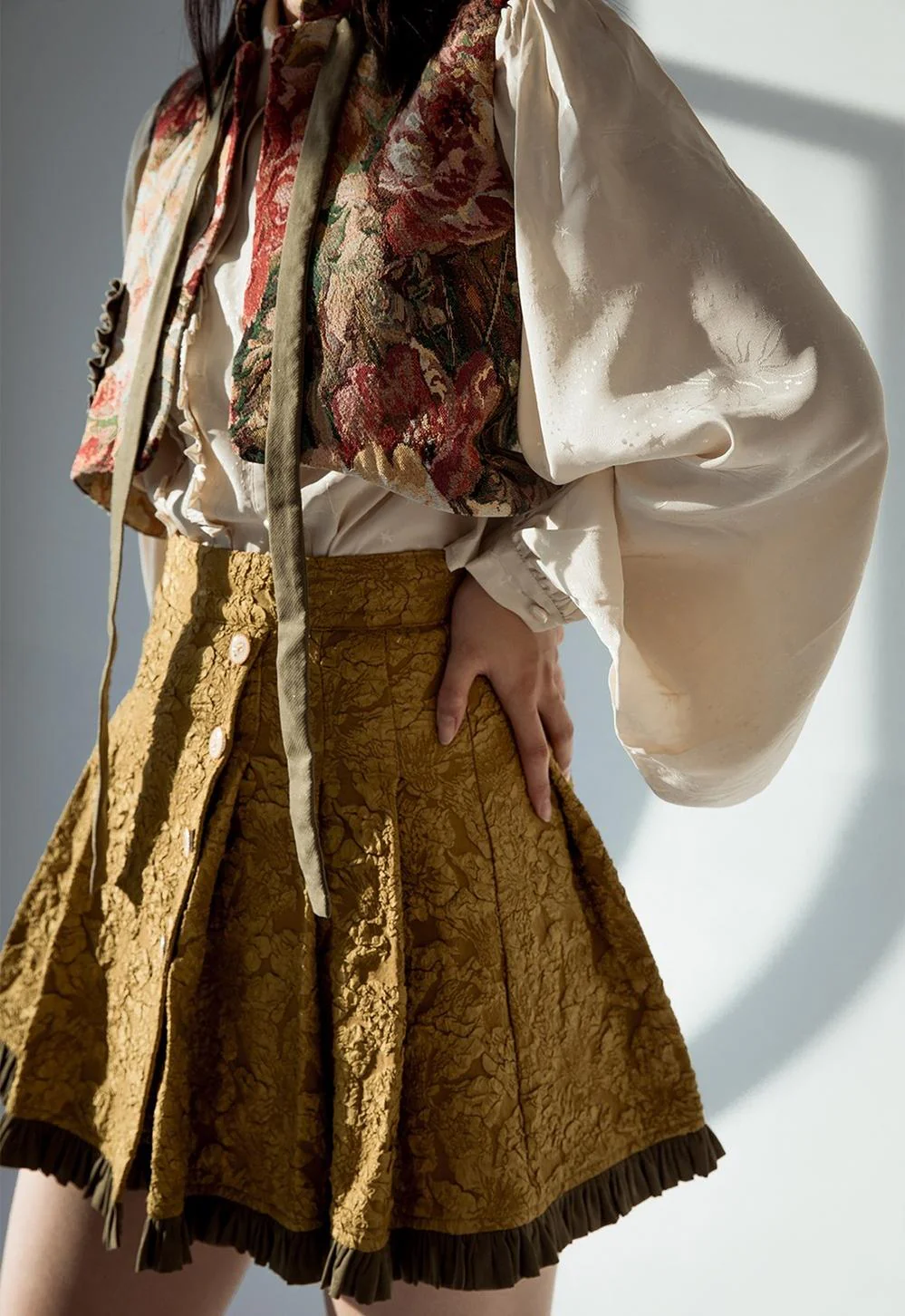 Gilded Age - Vintage Lolita Vest Suit, Oil Painting Style Skirt Coat - Image 19