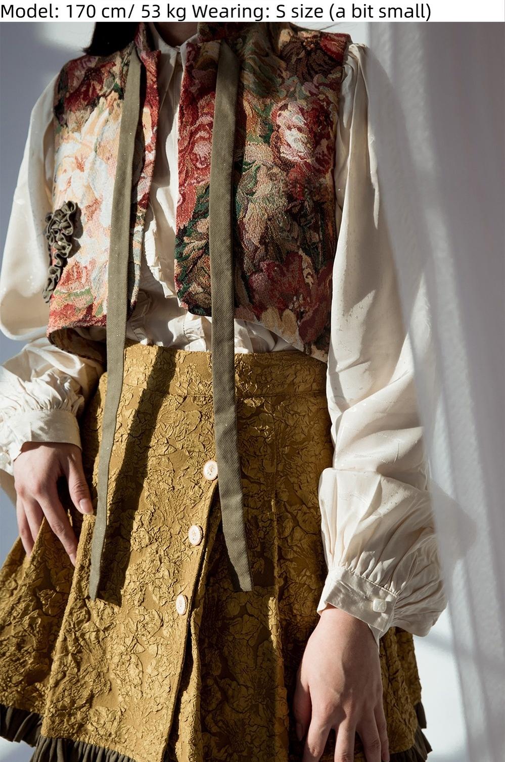 Gilded Age - Vintage Lolita Vest Suit, Oil Painting Style Skirt Coat - Image 20