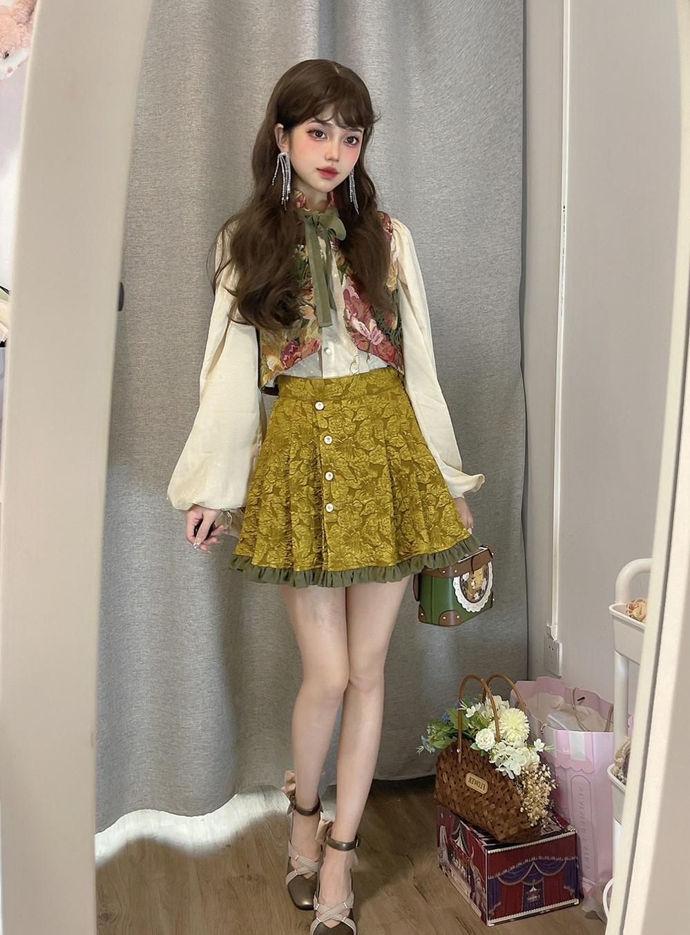 Gilded Age - Vintage Lolita Vest Suit, Oil Painting Style Skirt Coat - Image 24