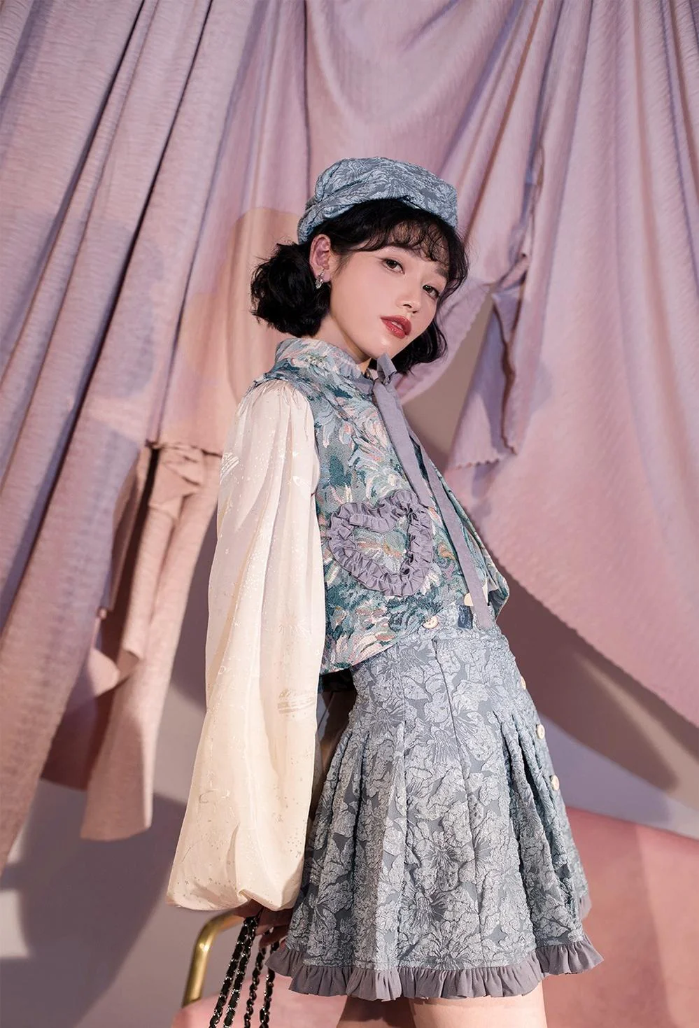 Gilded Age - Vintage Lolita Vest Suit, Oil Painting Style Skirt Coat - Image 30