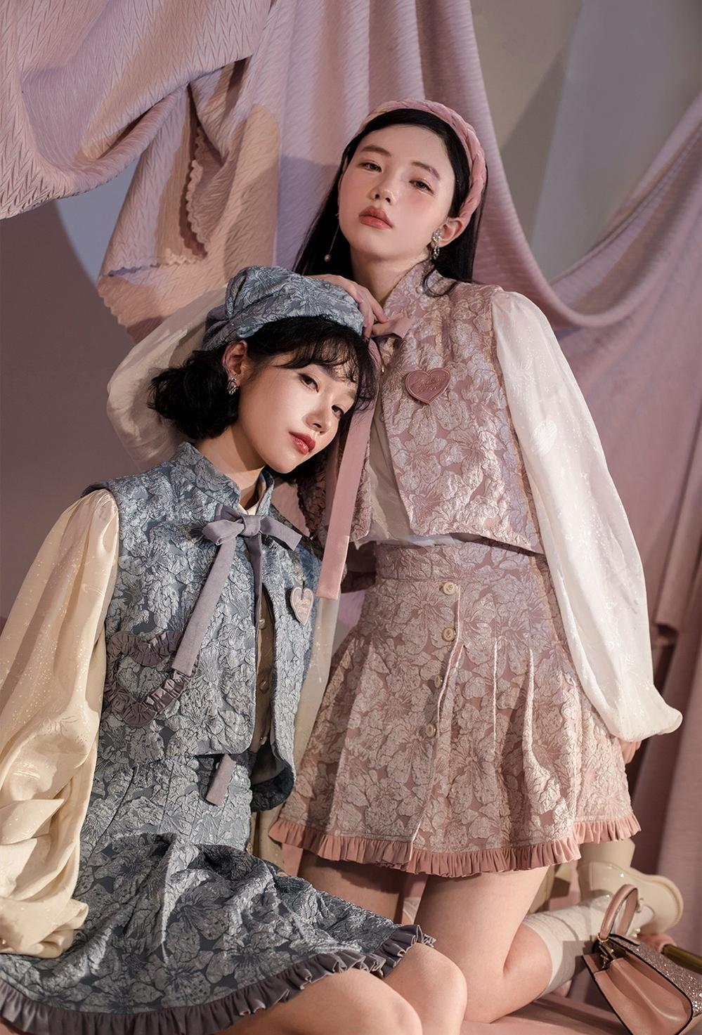 Gilded Age - Vintage Lolita Vest Suit, Oil Painting Style Skirt Coat - Image 41