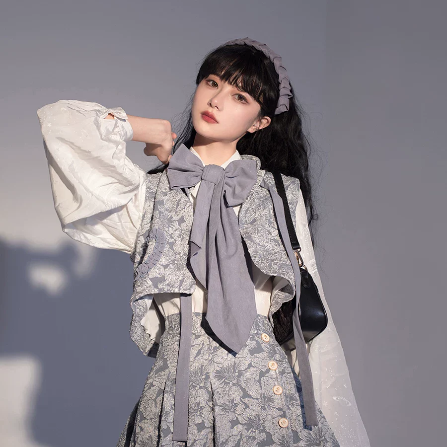 Gilded Age - Vintage Lolita Vest Suit, Oil Painting Style Skirt Coat - Image 5