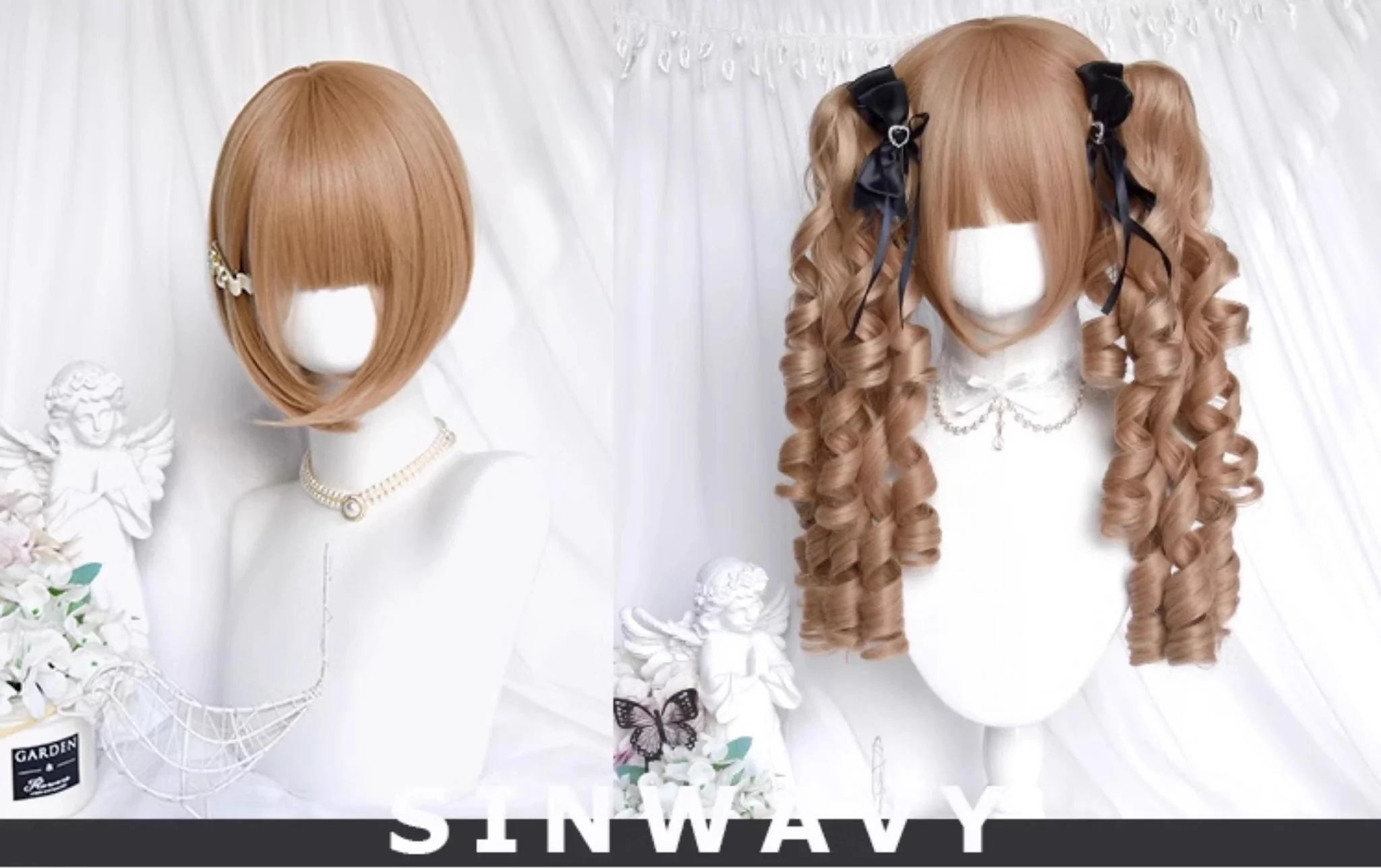 Sinwavy - Vintage Lolita Wig Double Ponytail Roman Roll Hair - Image 5