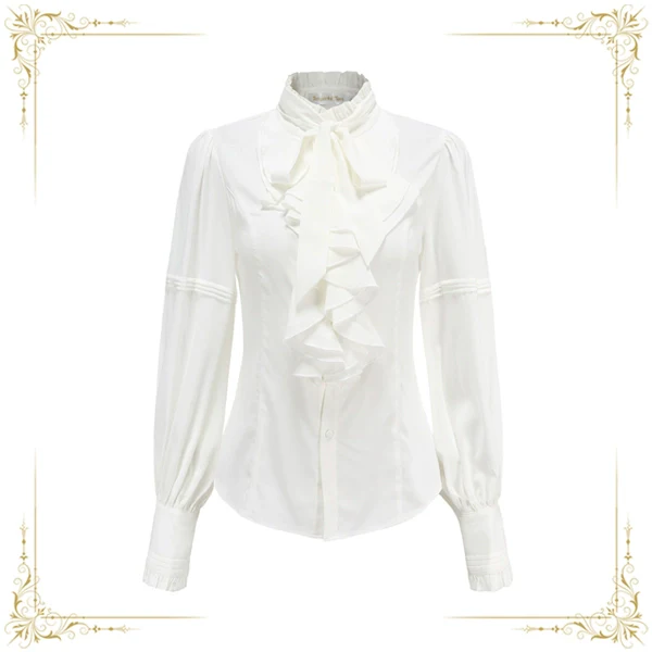 Endless Promises - Vintage Ouji Lolita Shirt with Ruffle and Jabot Collar - Image 5
