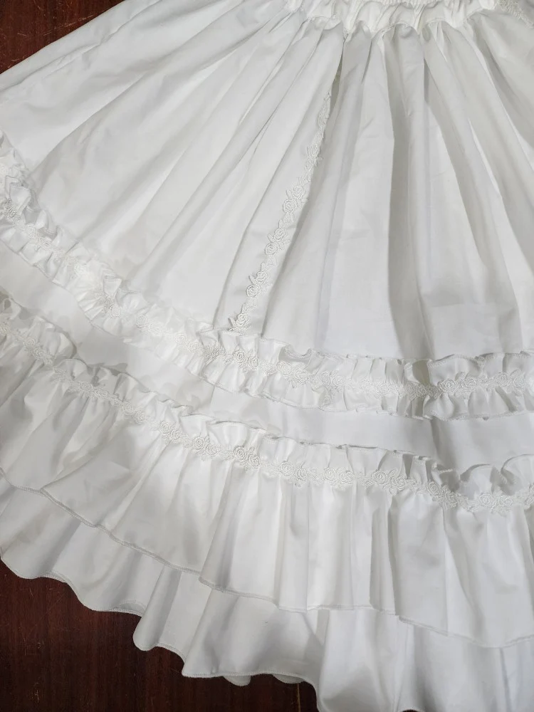 Cotton Lolita Embroidered Petticoat, Rose Hem - Image 6