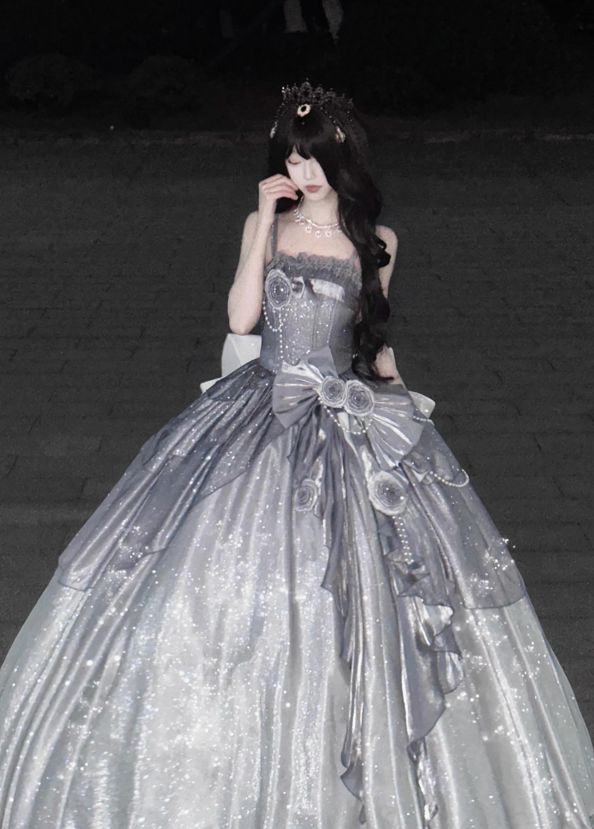 Nectarine White Tea - Captivating Starry - Wedding Lolita Dress Elegant Bridal JSK - Image 25
