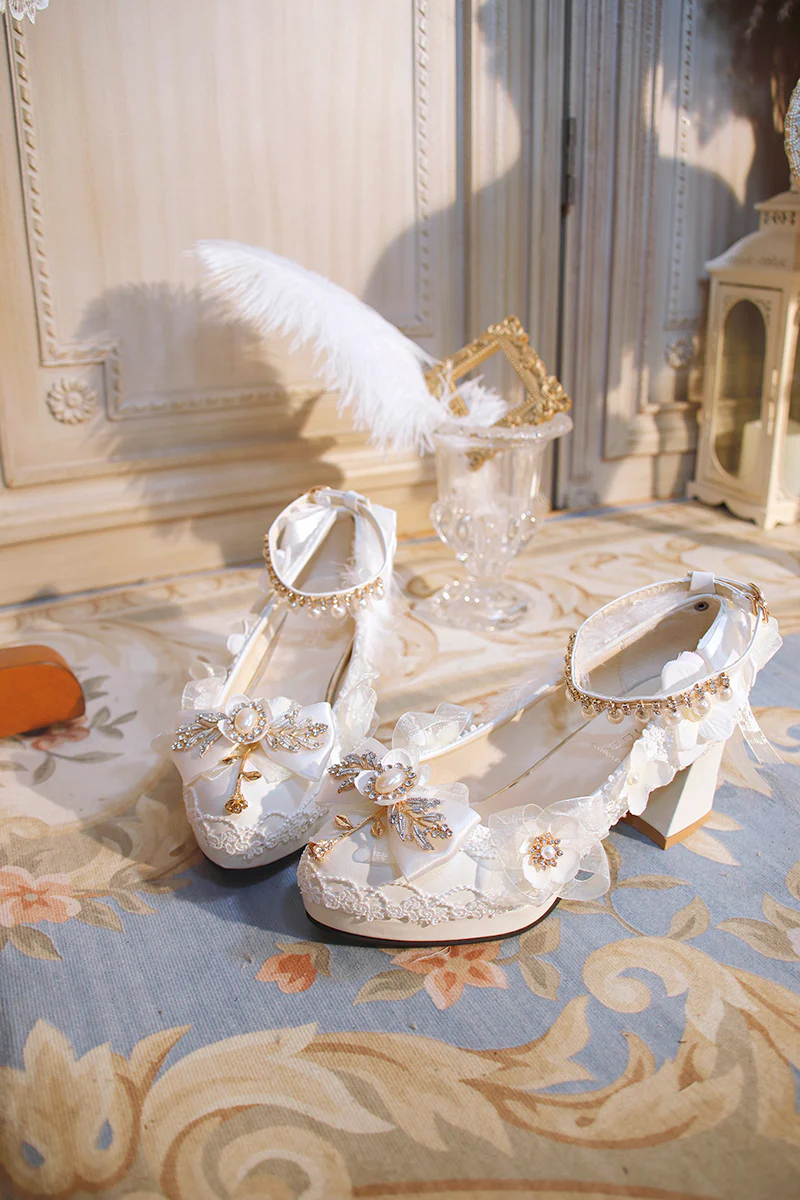 One Night - Wedding Lolita Floral Pointed Toe Heels - Image 6