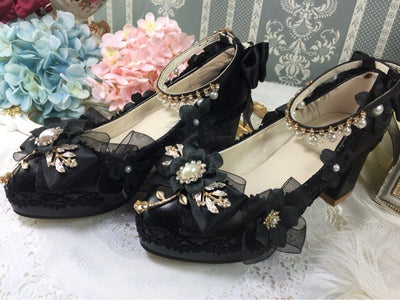One Night - Wedding Lolita Floral Pointed Toe Heels - Image 8