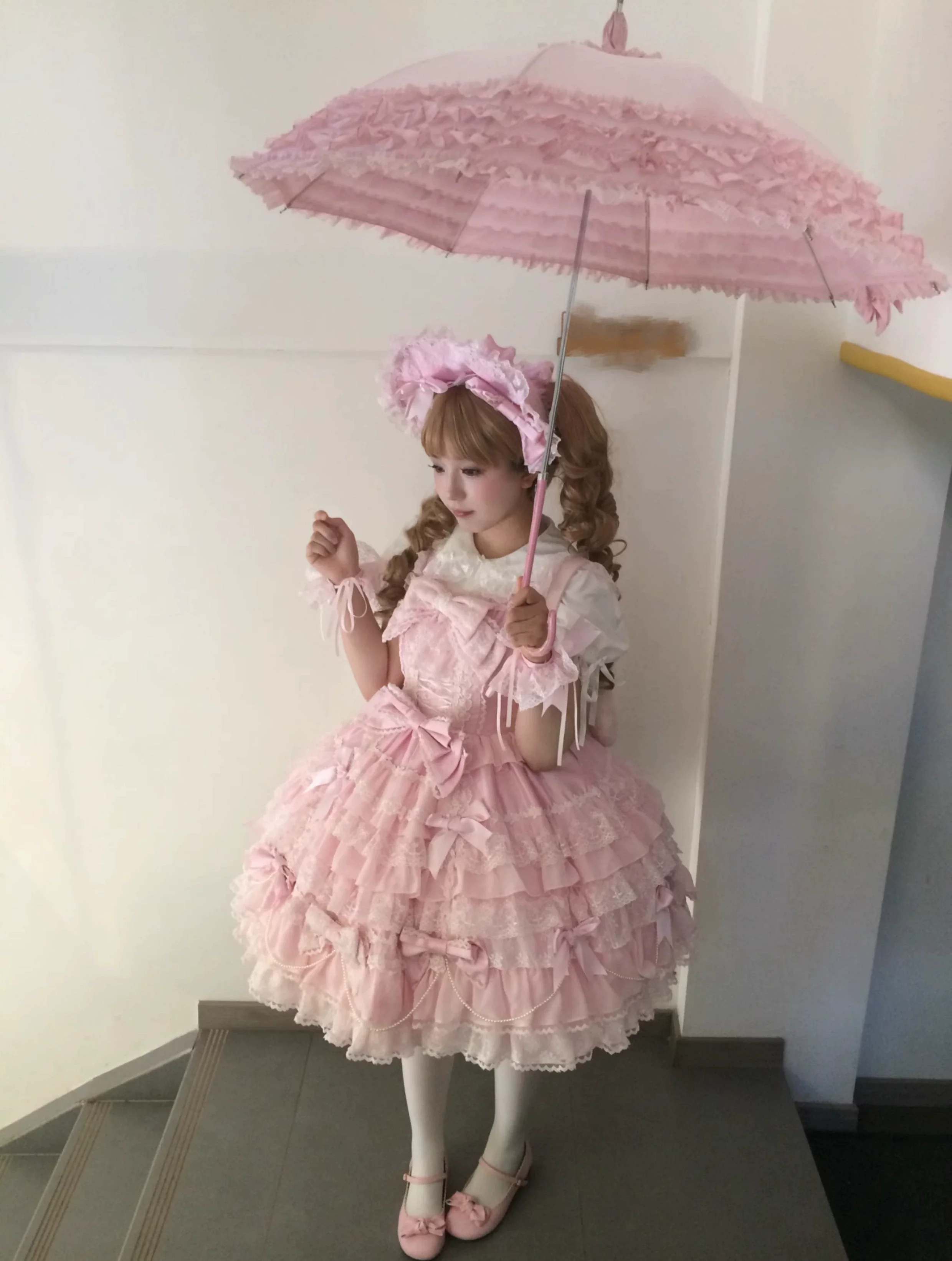 Cocoa Sweetheart - Love Descends - Wedding Lolita Jumper Dress, White Blouse - Image 11