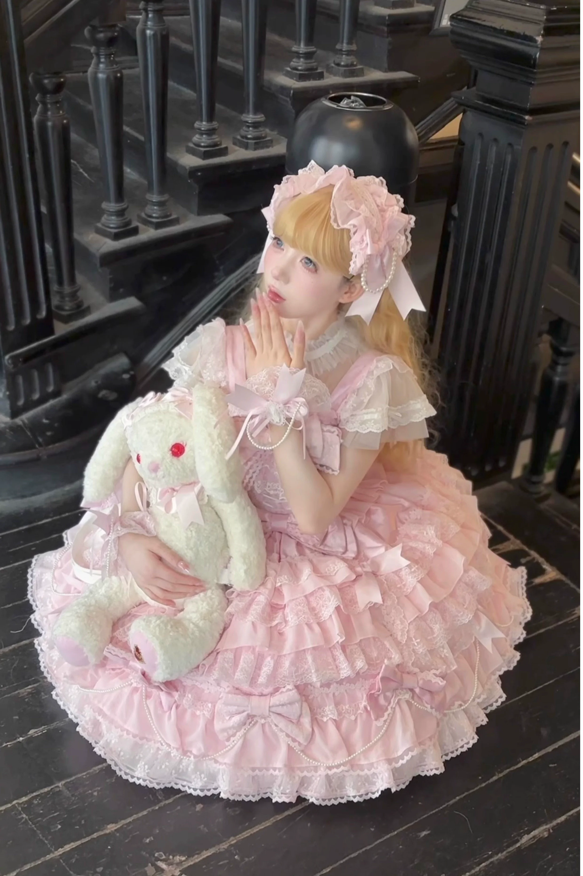 Cocoa Sweetheart - Love Descends - Wedding Lolita Jumper Dress, White Blouse - Image 20