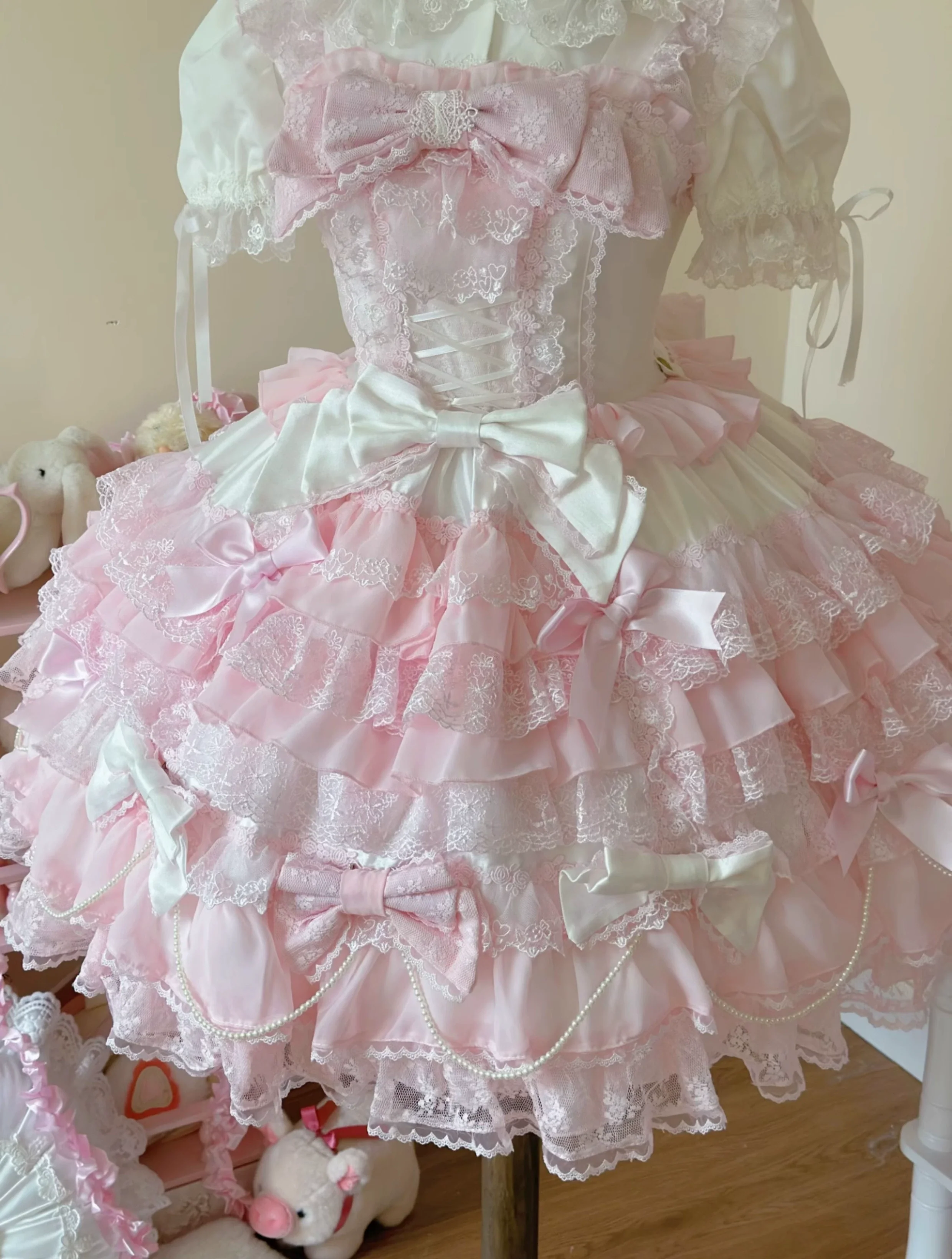 Cocoa Sweetheart - Love Descends - Wedding Lolita Jumper Dress, White Blouse - Image 26