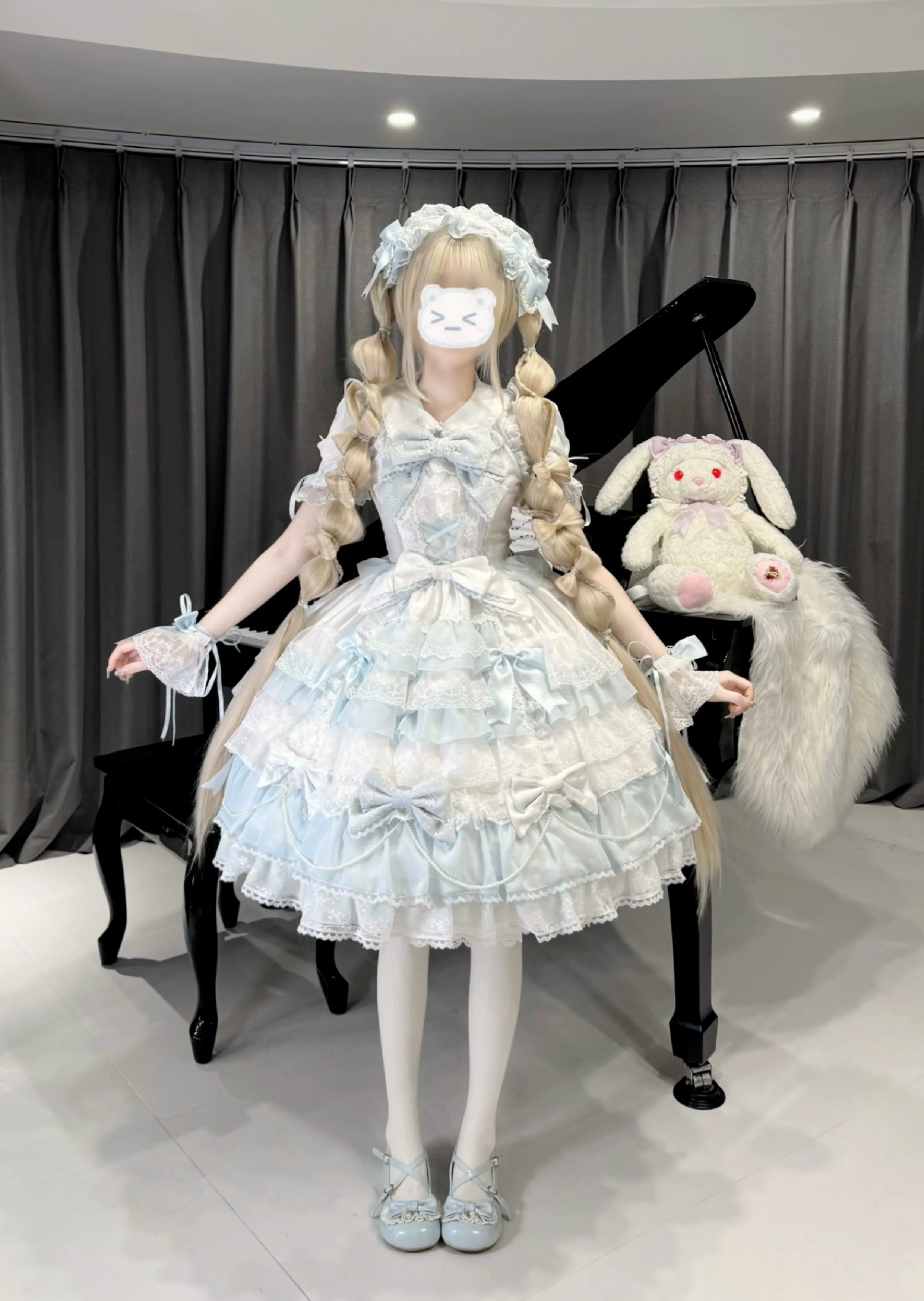 Cocoa Sweetheart - Love Descends - Wedding Lolita Jumper Dress, White Blouse - Image 27