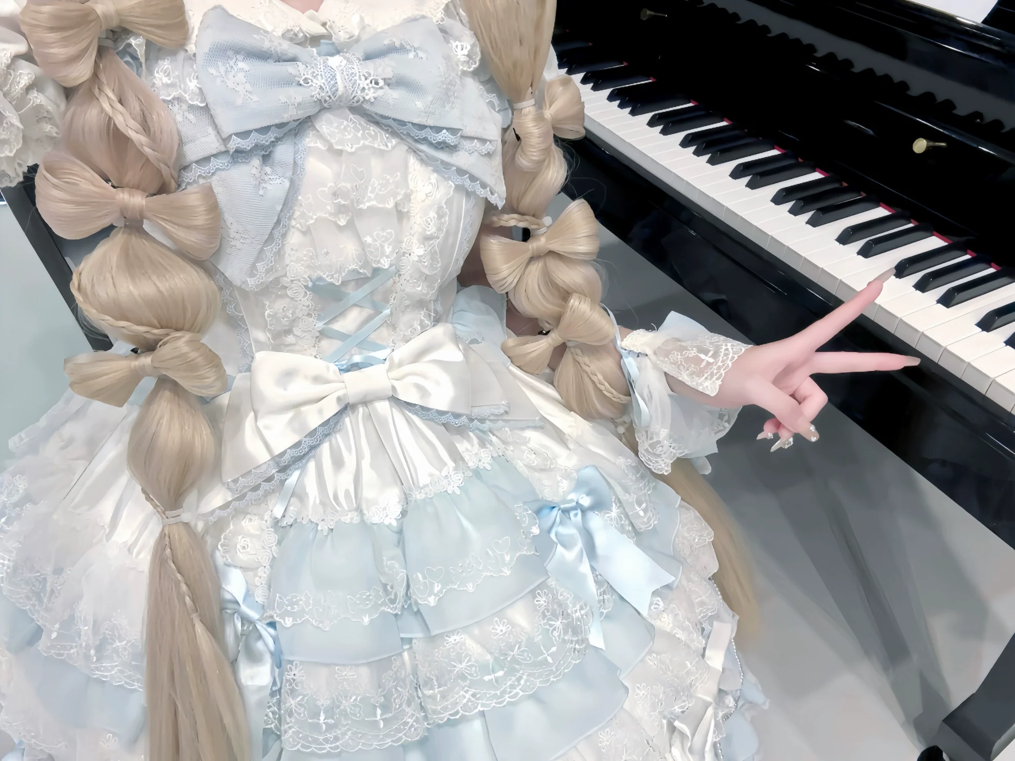 Cocoa Sweetheart - Love Descends - Wedding Lolita Jumper Dress, White Blouse - Image 33