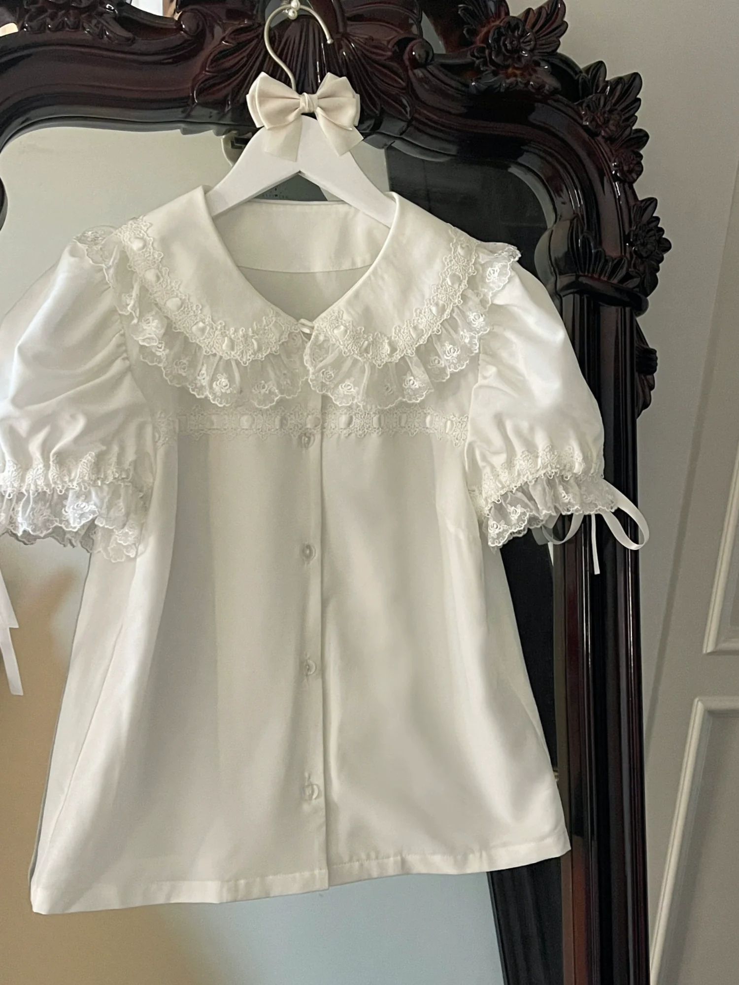 Cocoa Sweetheart - Love Descends - Wedding Lolita Jumper Dress, White Blouse - Image 34