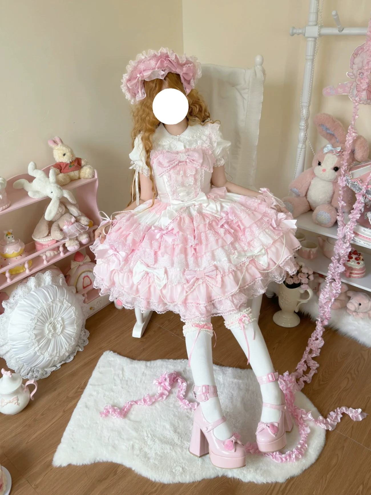 Cocoa Sweetheart - Love Descends - Wedding Lolita Jumper Dress, White Blouse - Image 7