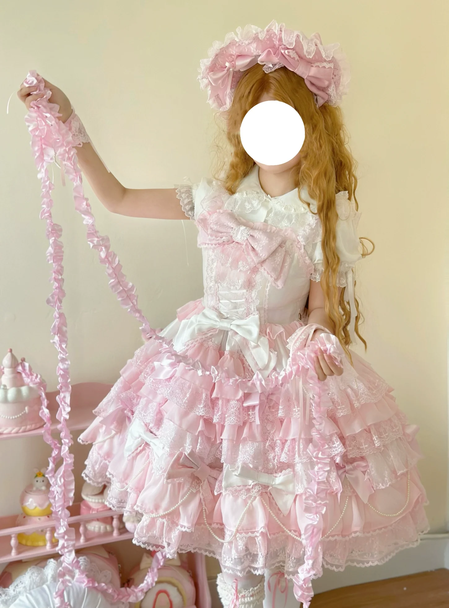 Cocoa Sweetheart - Love Descends - Wedding Lolita Jumper Dress, White Blouse - Image 8