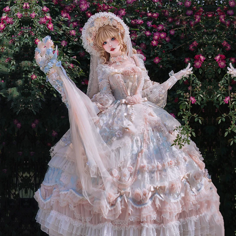 Rose Banquet - Wedding Lolita OP Dress Chiffon Princess Tea Party Dress - Image 4