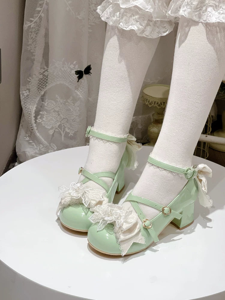 Spring Sakura - Wedding Sweet Lolita Heels Shoes, Floral Accent - Image 17