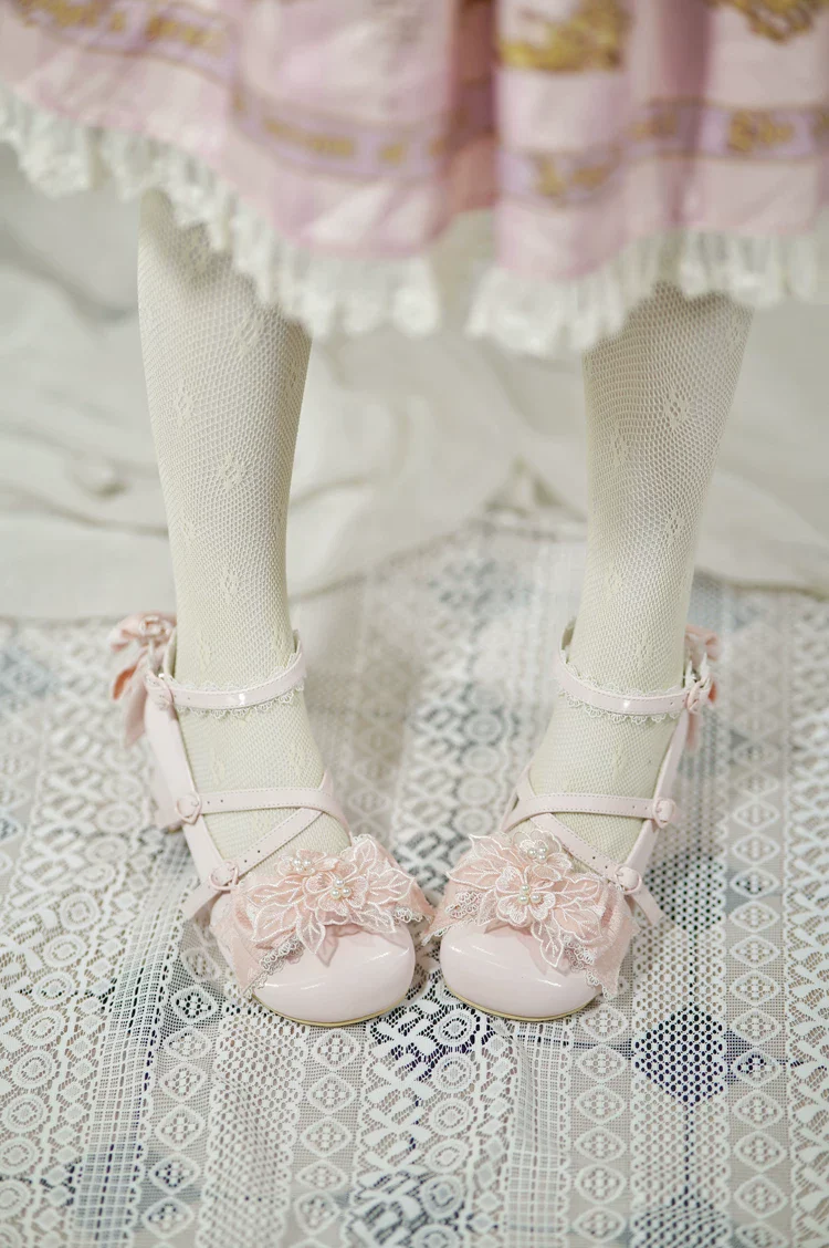 Spring Sakura - Wedding Sweet Lolita Heels Shoes, Floral Accent - Image 2
